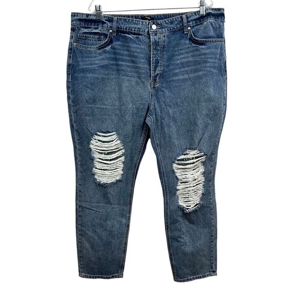 AFRM Revolve Jeans Distressed 5 Pocket Button Fly High Rise Blue Women Size 35 - Picture 1 of 7